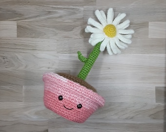 Daisy Flower Pen Crochet Amigurumi Stuffed Flower Plushie
