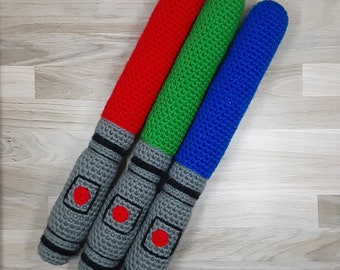 Single Blade Light Saber Crochet Amigurumi Sword Glow in the Dark Plushie