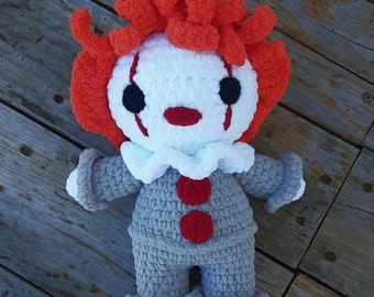 Pennywise IT Clown Crochet Halloween Amigurumi Stephen King Horror Character Plushie