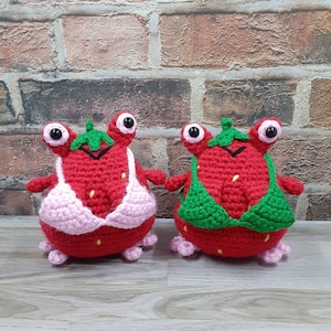 Strawboobie Crochet Amigurumi Saggy Boob Strawberry Frog Stuffed Made to Order Plushie