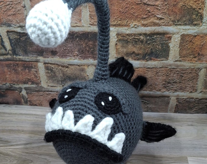 Featured listing image: Angler Fish Large Crochet Stuffed Amigurumi Plushie With Glow in the Dark Lure