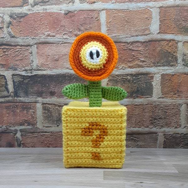 Fire Flower Mystery Brick Secret Stash Box Crochet Plush