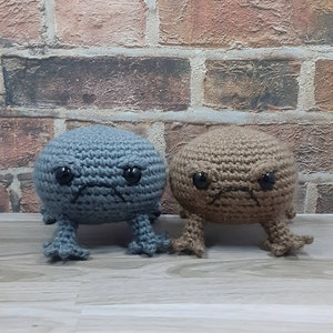 Angry Black and Desert Rain Frogs Crochet Made to Order Stuffed Amigurumi Plushie With Squeaker