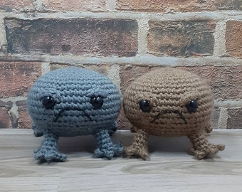 Angry Black and Desert Rain Frogs Crochet Made to Order Stuffed Amigurumi Plushie With Squeaker