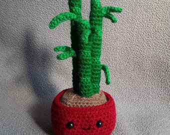 Lucky Bamboo Plant Buddy Stuffed Crochet Amigurumi Houseplant Plushie