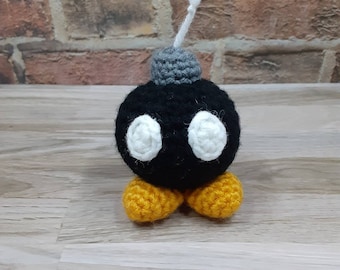 Mini Stuffed Bob Omb Gamer Crochet Amigurumi Chibi Plushie