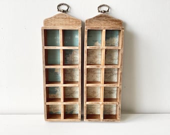 Set of 2 Vintage Printers Tray Display Shelves – Donegal, Ireland, Thimble Curio Nooks, Curio Shelf, Trinket Shelf, Display Case
