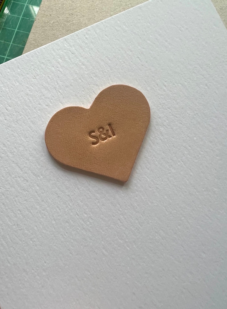 Leather anniversary card, leather heart card, 3rd anniversary card, valentines card, leather gift, anniversary card, Christmas card image 3