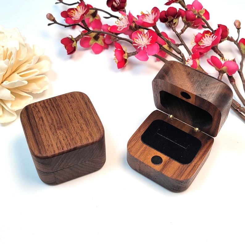 Solid Wood Ring Box - Handcrafted Wooden Jewelry Engagement Ring Box ...