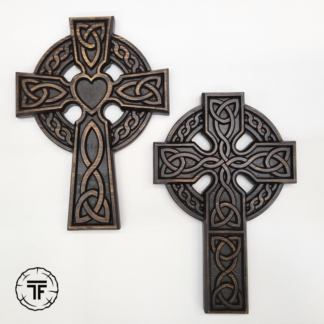 Celtic Wall Cross Large Solid Wood Carved Celtic Cross With Etsy
