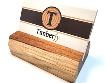 Handcrafted Solid Wood Teak Business Card Holder - Simple Design Card Holder for Your Desk