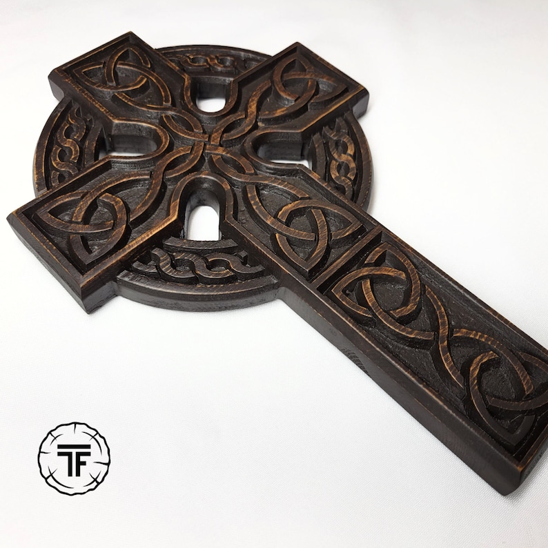 Celtic Wall Cross Large Solid Wood Carved Celtic Cross With Etsy