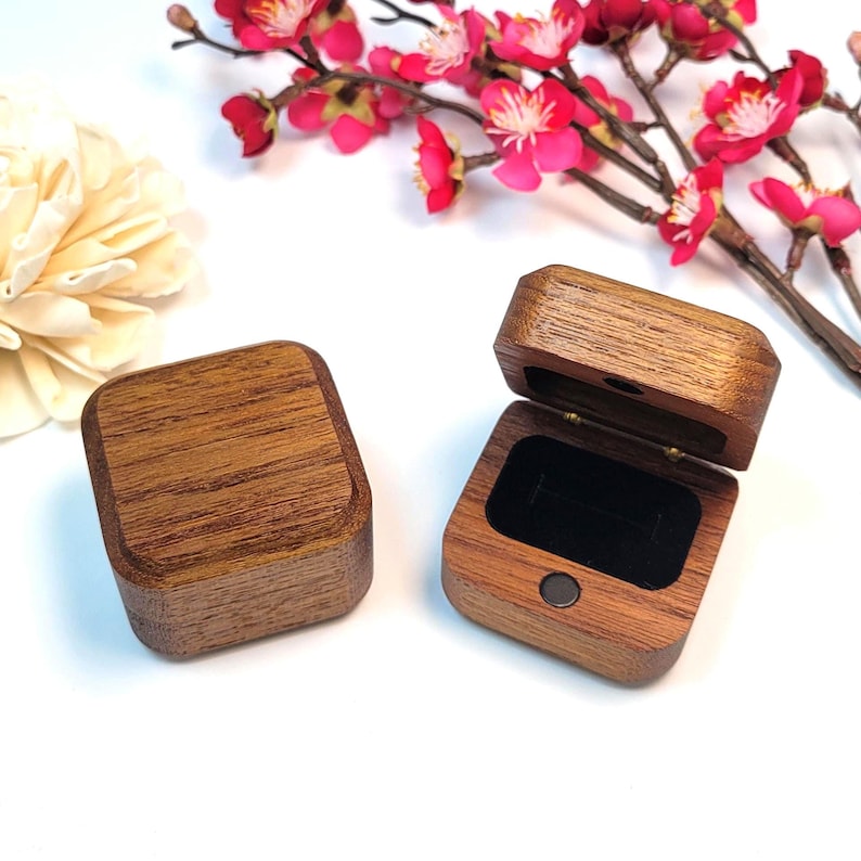 Solid Wood Ring Box - Handcrafted Wooden Jewelry Engagement Ring Box ...