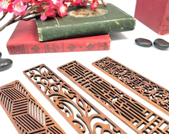 Solid Walnut Wood Bookmark with Laser Cut Pattern - Unique Bookmark with Decorative Pattern