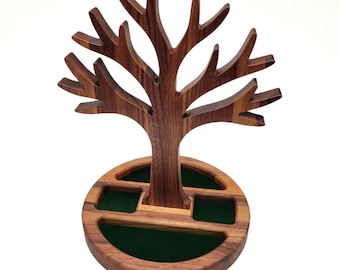 Hardwood Jewelry Tree with Velvet Lining:  Made from solid Walnut, Maple, or Cherry