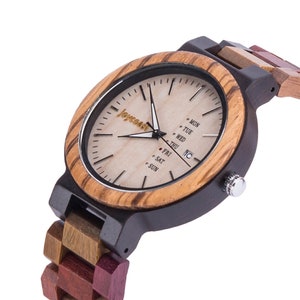 Reloj de madera para mujer, regalos para ella, regalos de novia para esposa, regalos para ella, grabado, reloj personalizado para ella imagen 2