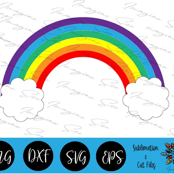 Rainbow svg, Rainbow and Clouds svg, Hippie svg, Groovy svg, Grunge 60s 70s 80s,  Sunset Svg, Silhouette  Cut Files, Cricut Sublimation