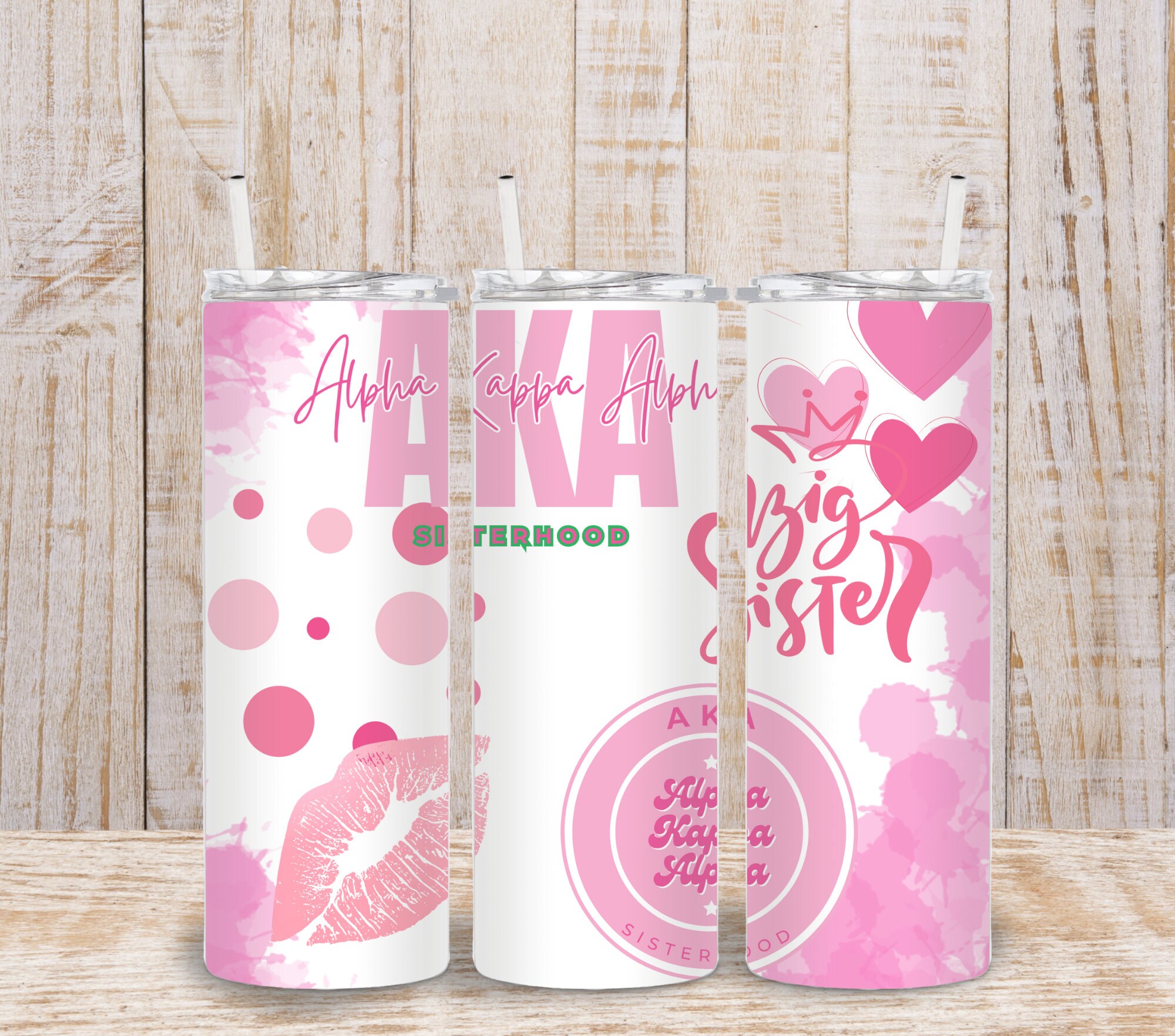 20 oz dünner Becher gerade, Alpha Kappa Alpha svg, AKA Cup Wrap, AKA Becher svg, AKA Bechermuster, Vorlage 20 Unzen dünn gerade