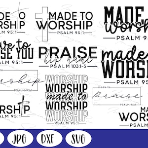 Ensemble de fichiers SVG et foi de louange, clipart culte des psaumes pour projets de bricolage, source d'inspiration SVG pour cadeau spirituel