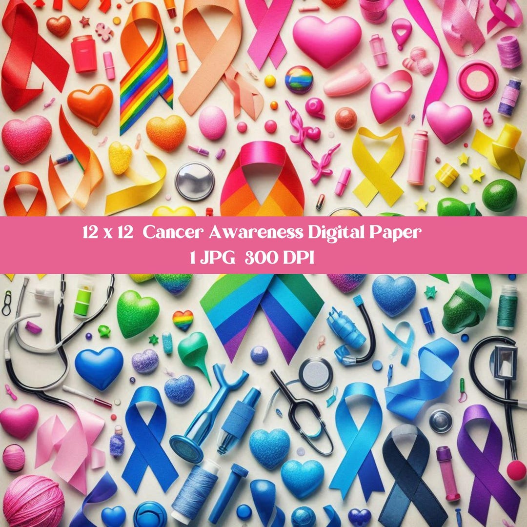 Cancer Awareness Ribbons Digital Paper: Scrapbook Pattern (12x12 JPG ...