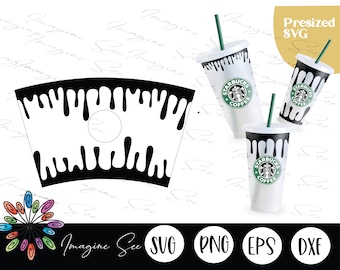 24oz Venti Cold Cup Starbucks Cup Wrap Svg, Water drip svg,  liquid dripping svg, Download Cricut + Silhouette (svg, eps, dxf, png)