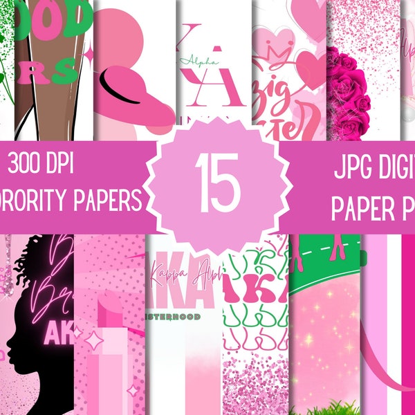 15 AKA Sorority digital paper, Alpha Kappa Alpha printable paper , Pink digital paper pack, AKA background, Scrapbook paper, AKA paper