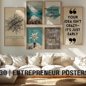 Entrepreneur Quotes Posters 30 Pack, Motivational Inspirational Wall Art Set, Printable Business Success Decor Gift