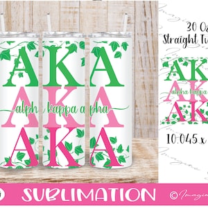 Vaso delgado de 30 oz recto, Sublimación Aka png, Aka ivy png, alpha kappa alpha png, AKA cup wrap, AKA tumbler png, AKA patrón de vaso,