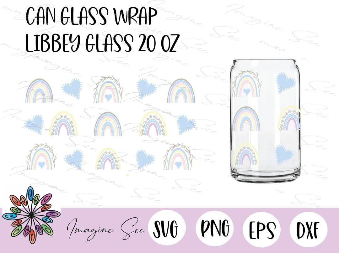 Rainbow Libbey 20oz, Heart Can Svg, Coffee Glass Can, Beer Glass Svg ...
