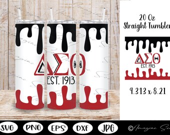 20 oz skinny tumbler straight, Delta Sigma Theta svg, DST cup wrap, DST tumbler Svg, Drip DST tumbler svg, template 20oz skinny straight