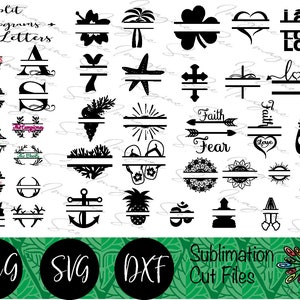 Split monogram bundle, Split letter monogram svg, Split letter svg, Beach svg, Religious Svg, Love svg, Mandala svg, Cricut silhouette  file