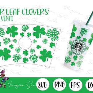 Copo frio Venti de 24 onças Starbucks Cup Wrap Svg, St. Patricks Day Svg, Hearts Love svg, download digital Cricut + Silhouette (svg, eps, dxf, png)