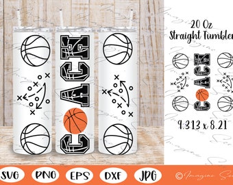 20 oz skinny tumbler straight, Basketball Coach svg, Basketball svg, Coach svg,   Basketball svg,  Basketball png, Basketball vector