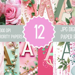 Digitalt papperspaket för AKA Sorority: Rosa scrapbook-bakgrunder (12x12 JPG)