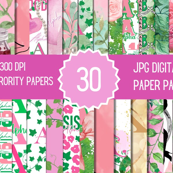 30 AKA Sorority digital paper, Alpha Kappa Alpha printable paper , Pink digital paper pack, AKA background, Scrapbook paper, AKA paper