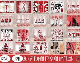 Delta Sigma Theta Tumbler Template Bundle: 20oz Skinny Straight Design (PNG, JPG)