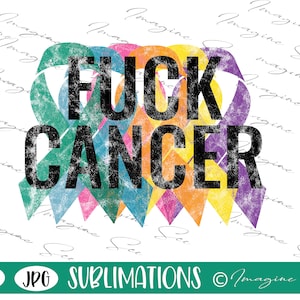 Fuck Cancer、Cancer リボン png、Distressed Cancer png、リボン シルエット、F*ck cancer 昇華、Distressed png (png、jpg)