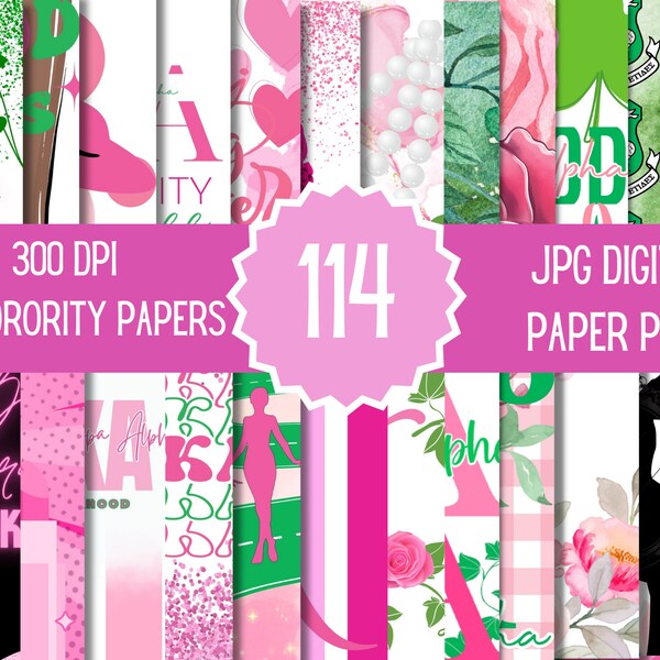 114 AKA Sorority digital paper, Alpha Kappa Alpha printable paper , Pink digital paper pack, AKA background, Scrapbook paper, AKA paper