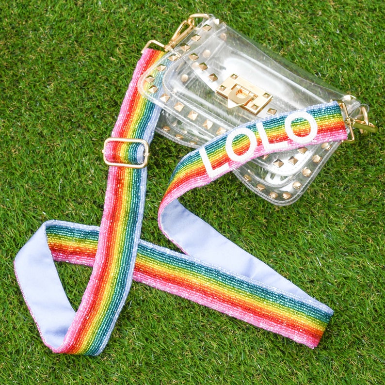 Custom Beaded Metallic Rainbow Purse Strap Etsy