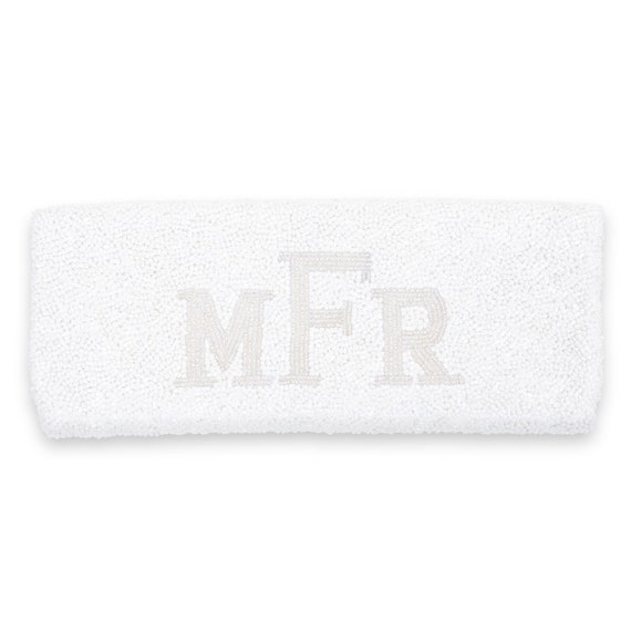 beaded monogram clutch