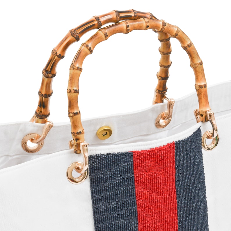 Bamboo Gemma Tote – Racing Stripe Monogram image 3