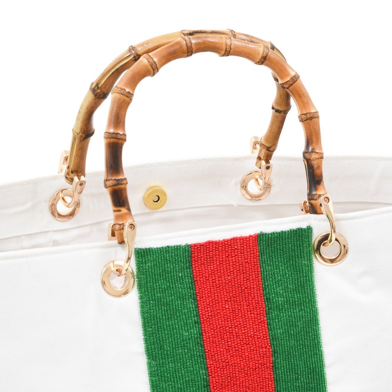 Bamboo Gemma Tote – Racing Stripe Monogram image 4