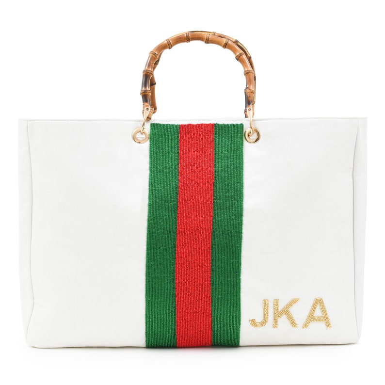 Bamboo Gemma Tote – Racing Stripe Monogram image 2