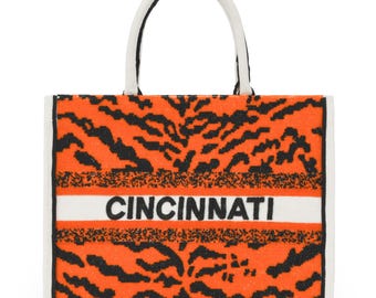 Madeleine Tote - Tiger Stripe Orange & Black