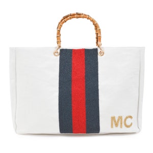 Bamboo Gemma Tote – Racing Stripe Monogram image 1