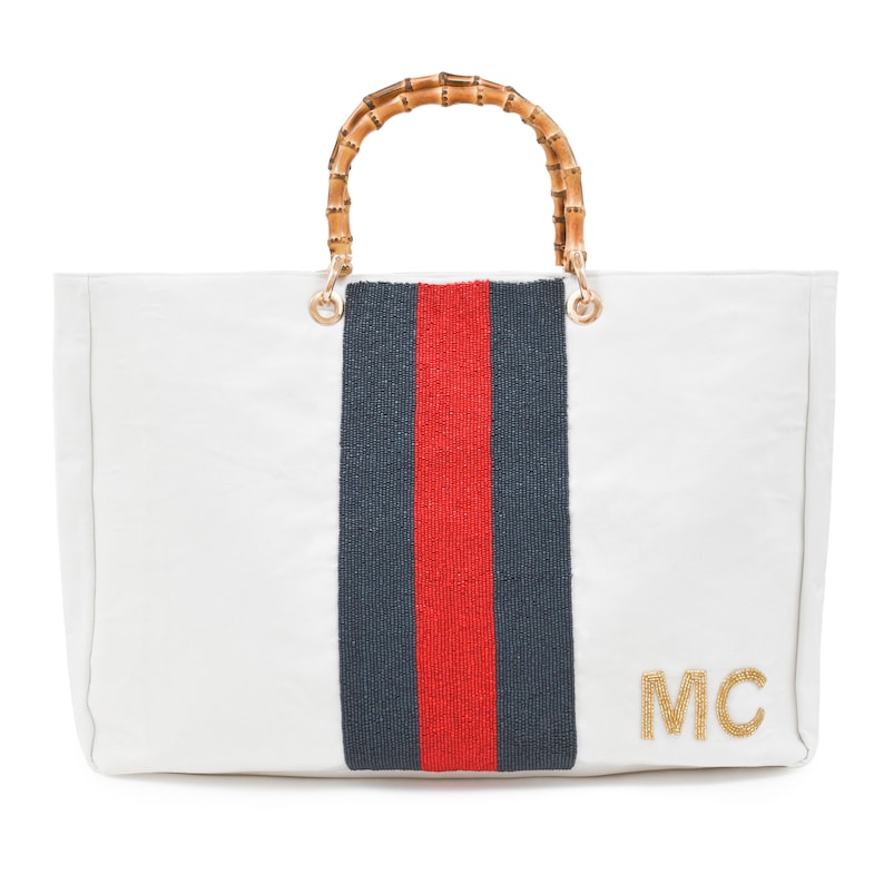 Bamboo Gemma Tote – Racing Stripe Monogram image 1