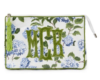 Blue Hydrangea Monogrammed Travel Case