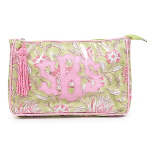 Block Print Monogram Travel Case - Celery | Rose
