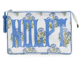 Campbell Blue Monogrammed Travel Case