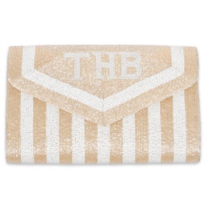 Sobre Custom Beaded Stripe Monogram Clutch